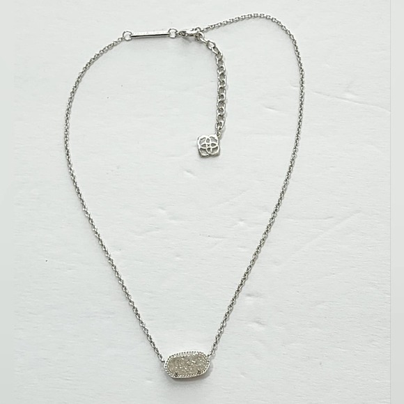 Kendra Scott Elisa necklace in silver with sparkly‎ white Iridescent Opal stone. - Picture 2 of 9